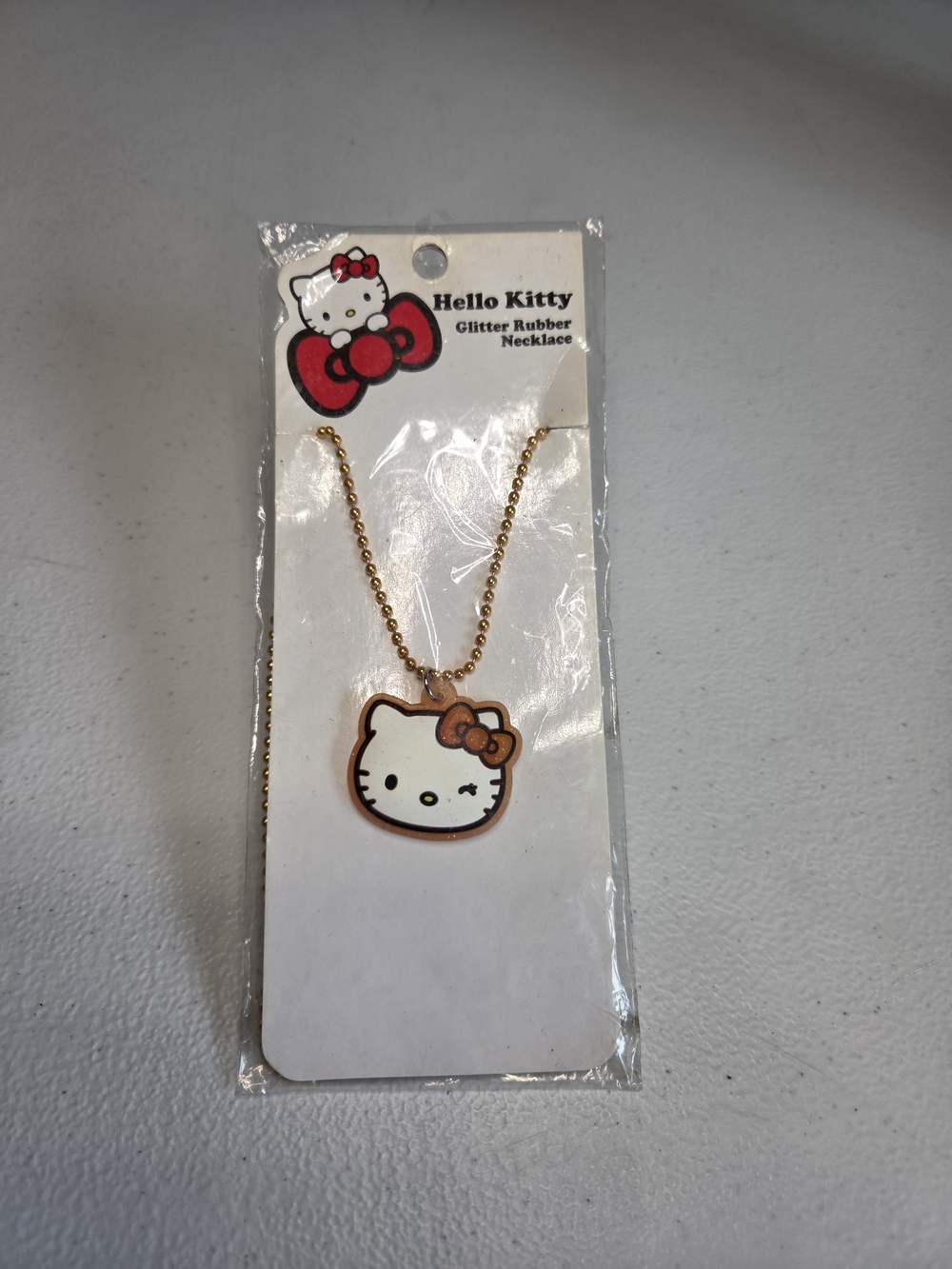 Vintage 2011 Nakajima USA Hello Kitty Glitter Rubber Necklace: